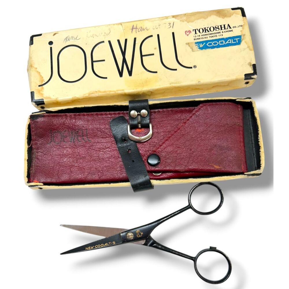 1980s Joewell Tokosha Cobalt 5 Hair Cutting Shears 310760 with Box and Case